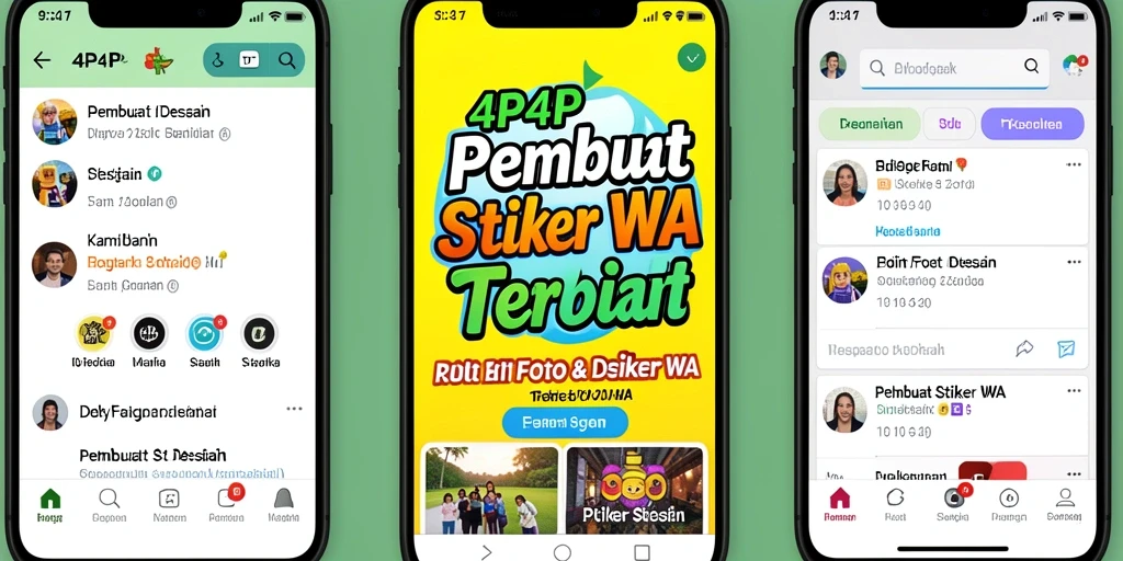 Antarmuka pengguna aplikasi 4P4P untuk membuat stiker WA yang kreatif.