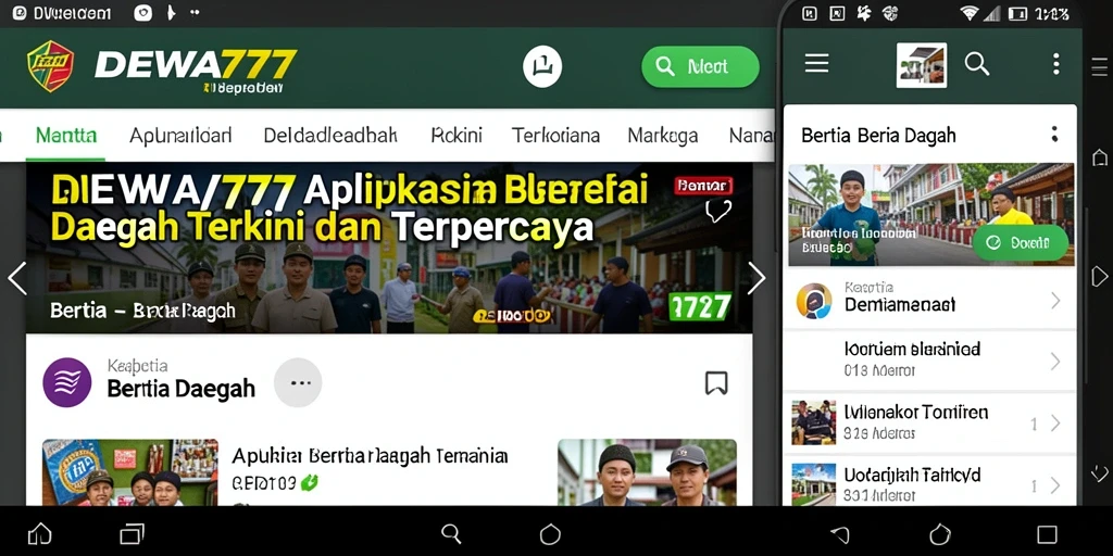 Tangkapan layar utama DEWA777 menampilkan antarmuka aplikasi Berita Daerah.