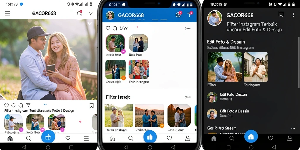 Tampilan antarmuka GACOR668 dengan pilihan filter Instagram yang menarik.