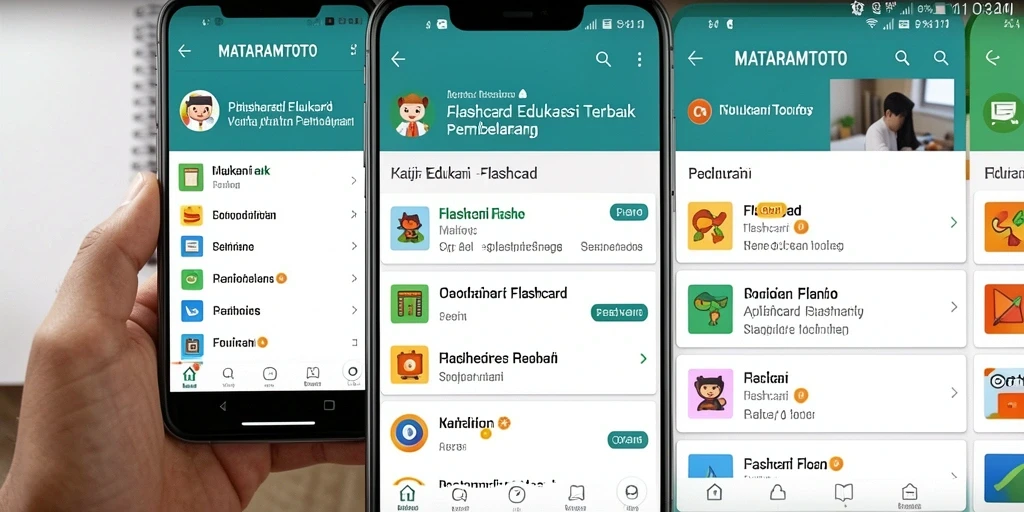 Antarmuka aplikasi MATARAMTOTO menampilkan fungsi Flashcard yang interaktif dan menarik.