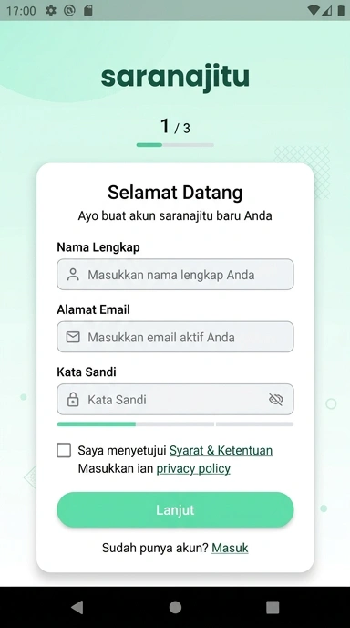 Tampilan halaman daftar saranajitu