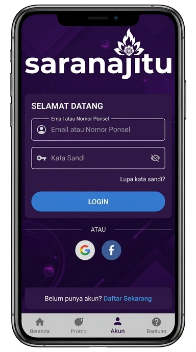 Tampilan halaman login saranajitu